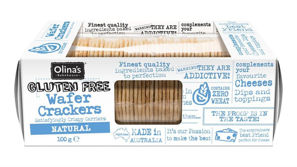 Gluten Free Wafer Crackers Natural 100g, Olinas Bakehouse