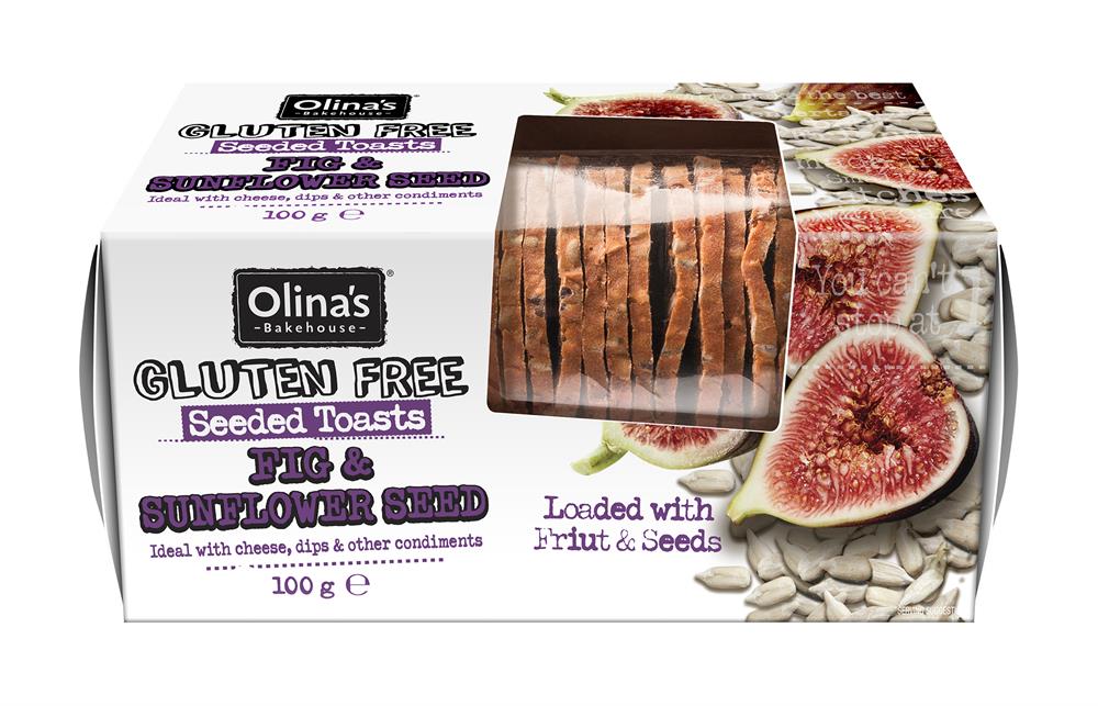 Gluten Free Fig & Sunflower Seeded Toasts 100g, Olinas Bakehouse