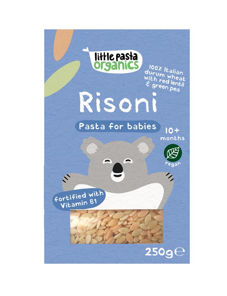 Red Lentil & Pea Risoni Baby Pasta 10m+ 250g, Little Pasta Organics