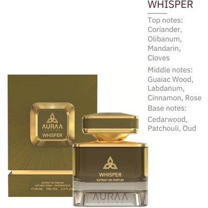 Whisper Extrait De Perfume 100ml by Auraa Desire Bold Sweet Woody Fragrance for Men Cedarwood Patchouli Oud Scents Long Lasting Eau de Parfum