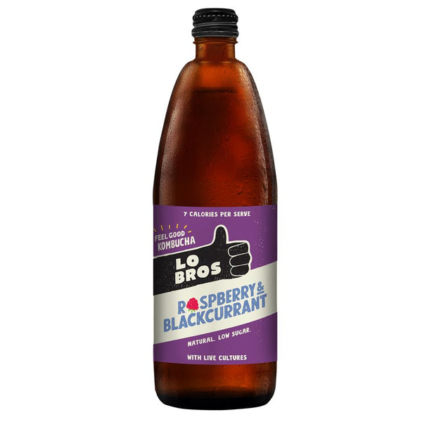 Lo Bros Kombucha Raspberry Blackcurrant Kombucha Low sugar 750ml, Lo Bros