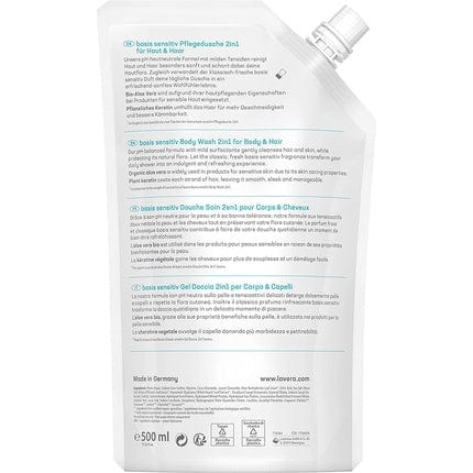 Lavera Base Sensitiv 2In1 Gel de ducha con aloe vera orgánico y queratina a base de plantas 500ml