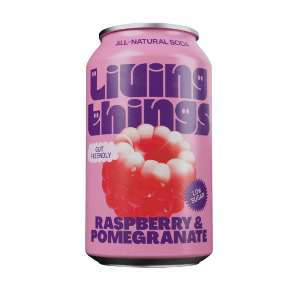 Living Things Raspberry & Pomegranate Pre + Probiotic Soda, Living Things