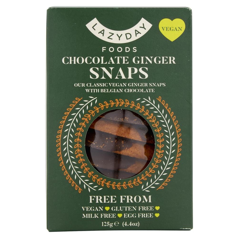 Vegan & Free From Dark Belgian Chocolate Ginger Snaps 125g, Lazy Days