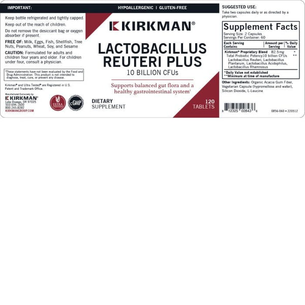 Lactobacillus Reuteri Plus - 120 Caps - Kirkman Labs