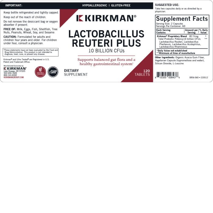 Lactobacillus reuteri плюс - 120 шапки - Kirkman Labs