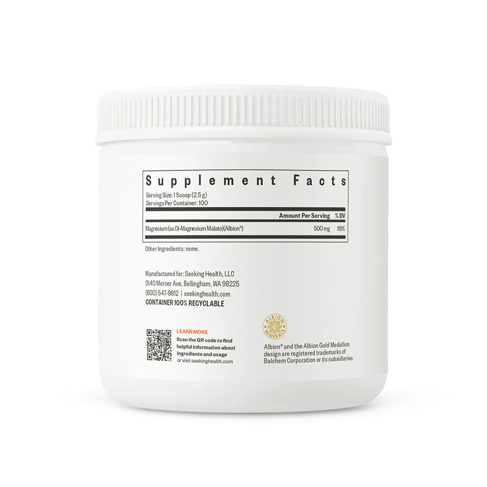 Magnesium Malate Powder - 500 mg - 250 g - Seeking Health