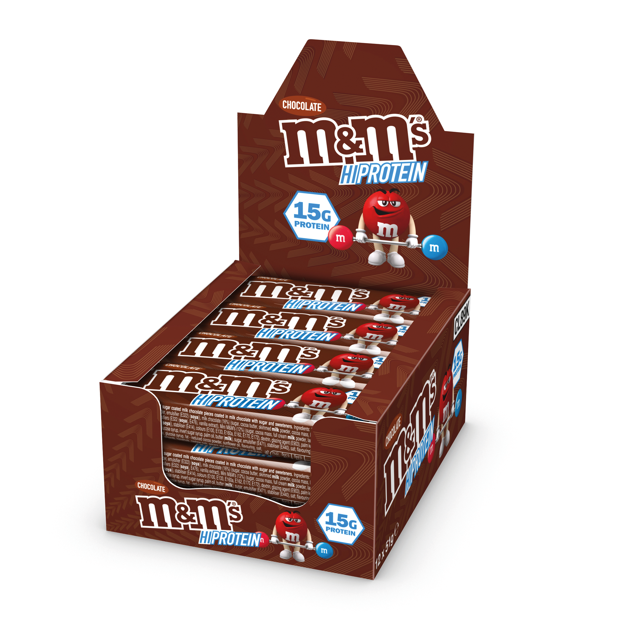 M&M Hi-Protein Bar 12x51g Chocolate