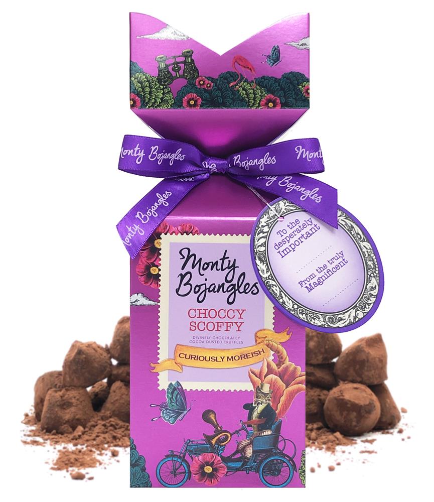 Choccy Scoffy Cocoa Dusted Truffles Tip Top Gift Box 150g, Monty Bojangles