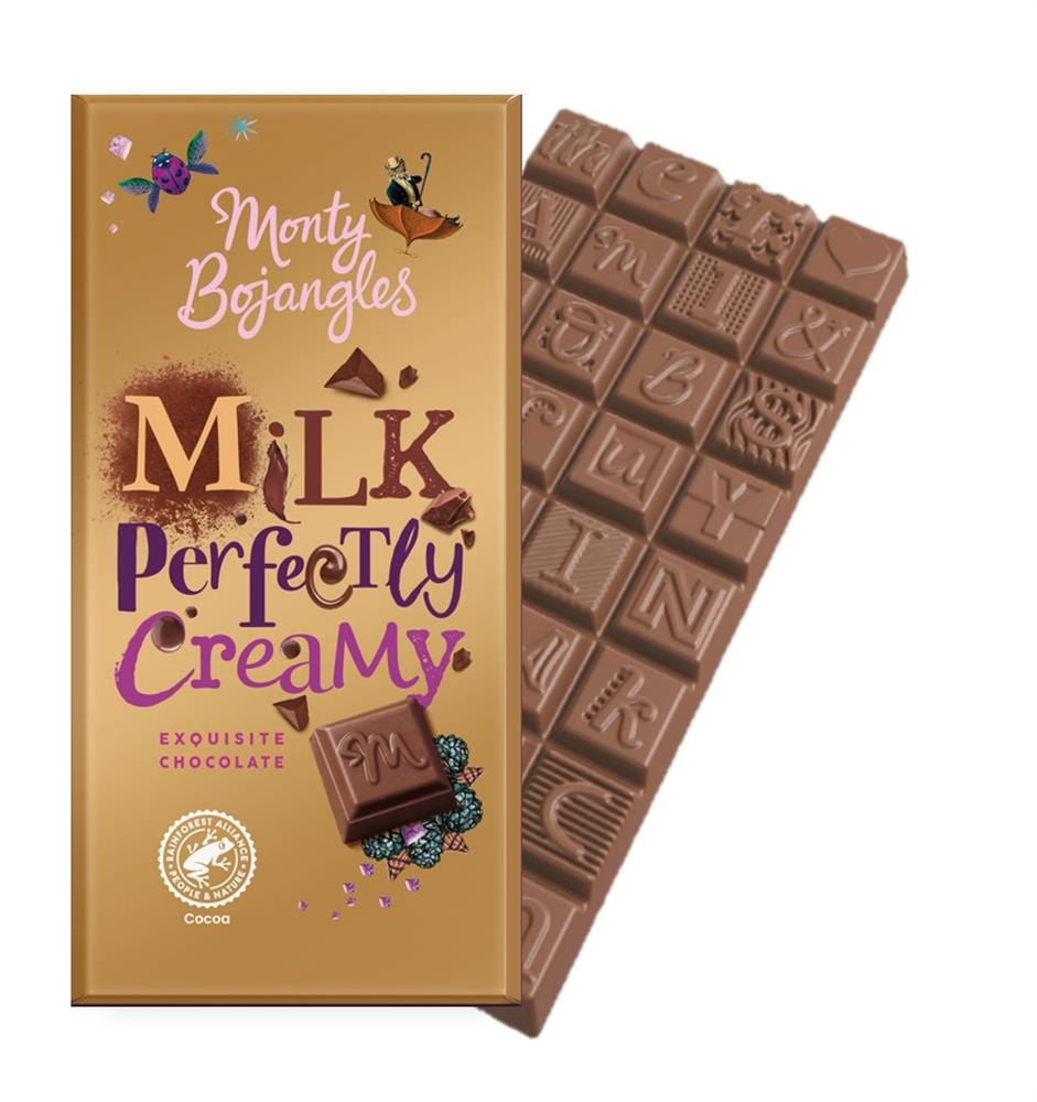 RFA MILK Chocolate Perfectly Creamy Bar 150g, Monty Bojangles