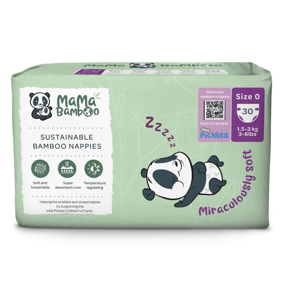 Mama Bamboo Eco Nappies - Size 0 (Tiny Baby), Mama Bamboo