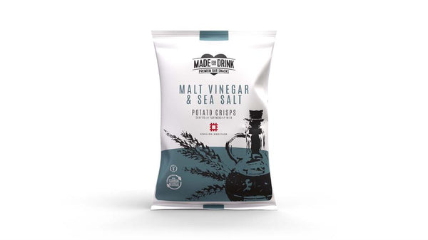 English Heritage Sea Salt & Malt Vinegar Crisps 150g, Made For Drink