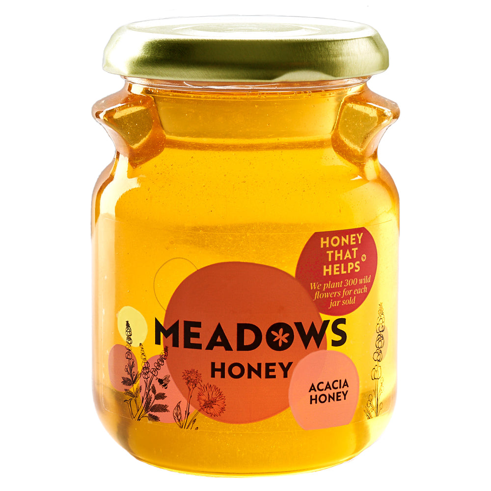 Meadows Acacia Honey 340g glass vacuum sealed jar, Meadows Honey