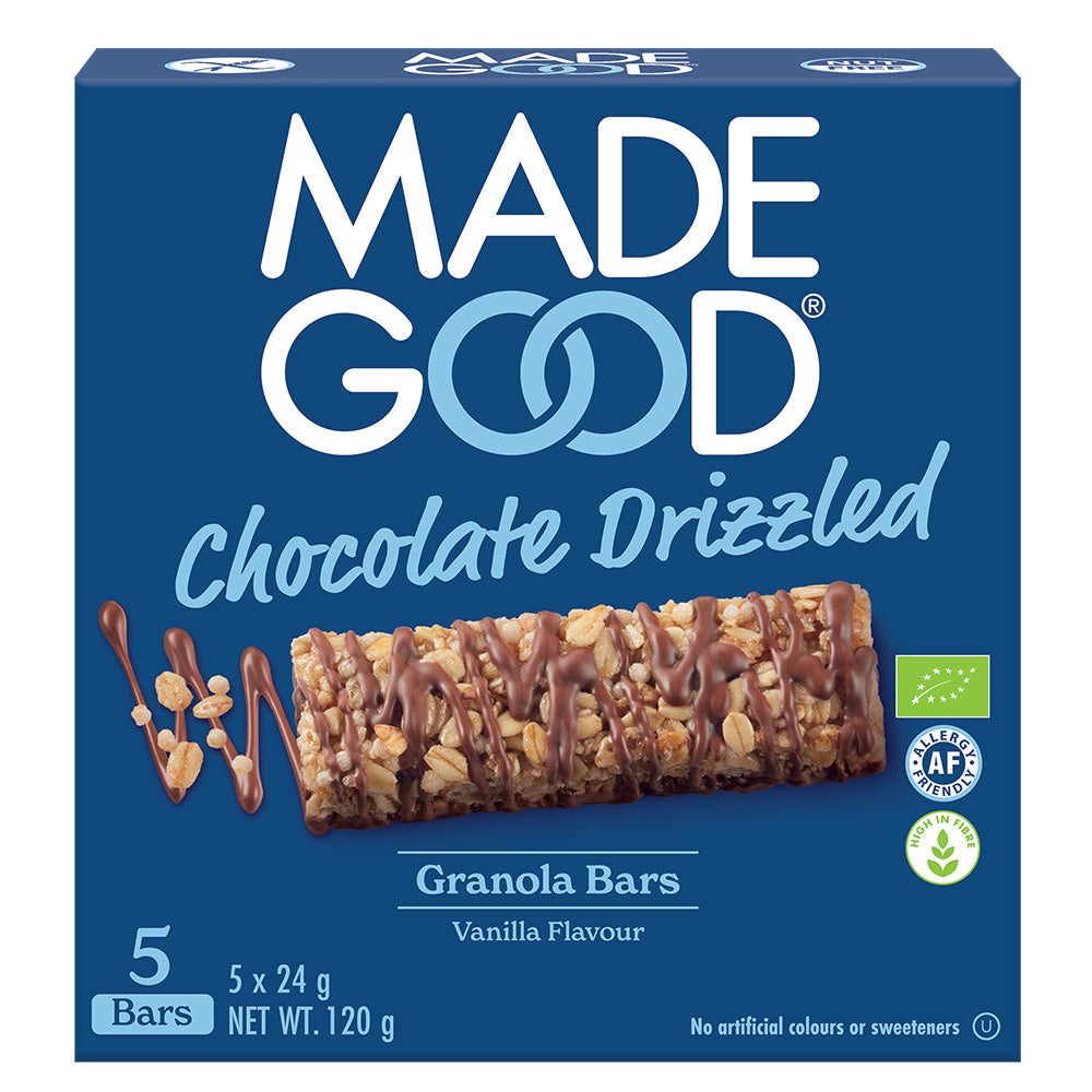 MadeGood Granola Bar Chocolate Drizzled Vanilla 5 x 24g Multipack, MadeGood