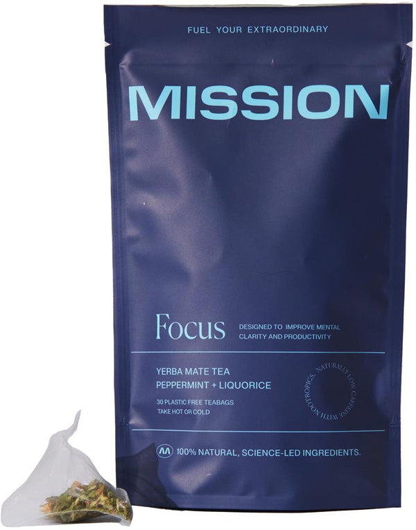 Focus Yerba Mate Tea - Peppermint + Liquorice (30 teabags), Mission