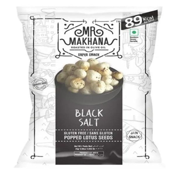 Mr. Makhana Black Salt Popped Lotus Seeds 25g, MR MAKHANA