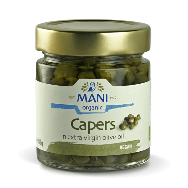 MANI Organic Capers in Extra Virgin Olive Oil 180g, Mani