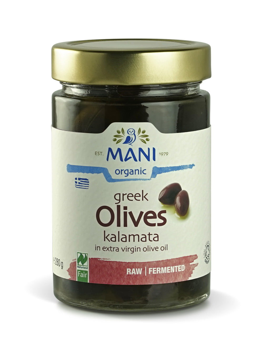 MANI Organic Kalamata Olives in Olive Oil 280g, Mani