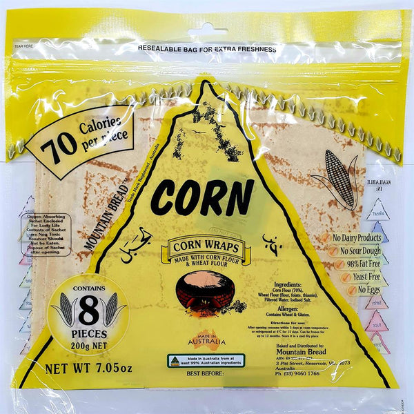 Mountain Bread Corn Wraps (70% Corn) 200g, Mountain Bread