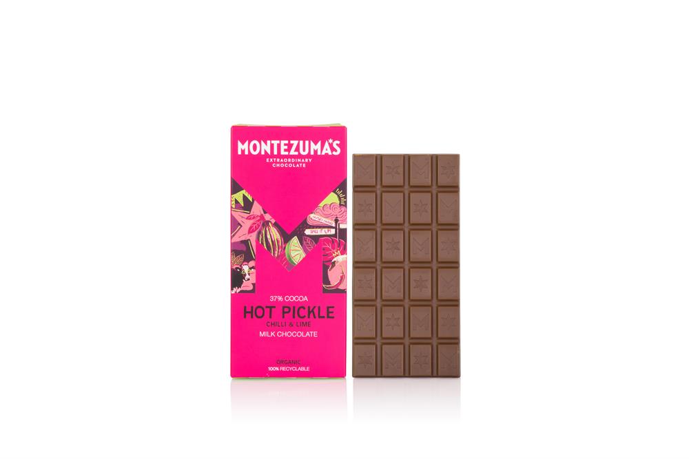 Hot Pickle Organic Milk with Lime & Chilli 90g Bar, Montezumas Chocolate