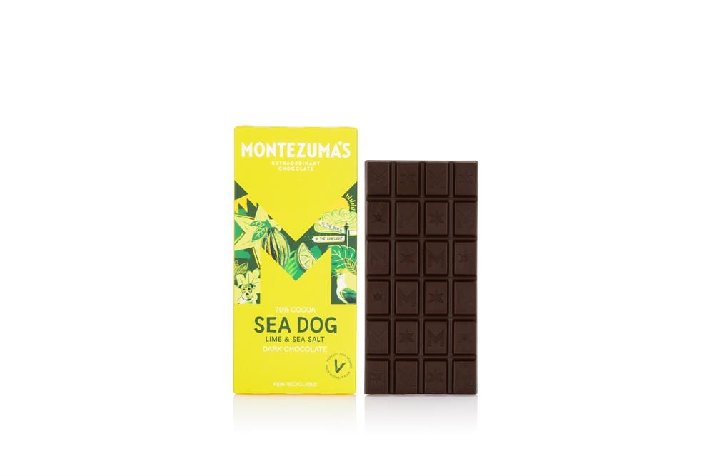 Sea Dog - Dark Chocolate with Lime & Sea Salt - 90g Bar, Montezumas Chocolate