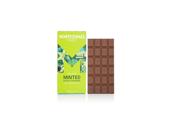 Minted - Milk Chocolate with Crunchy Peppermint 90g Bar, Montezumas Chocolate