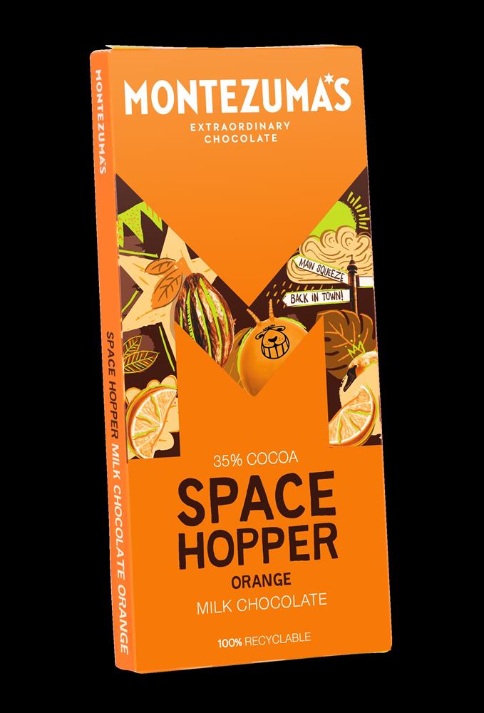 Space Hopper Milk Chocolate with Orange Bar 90g, Montezumas Chocolate