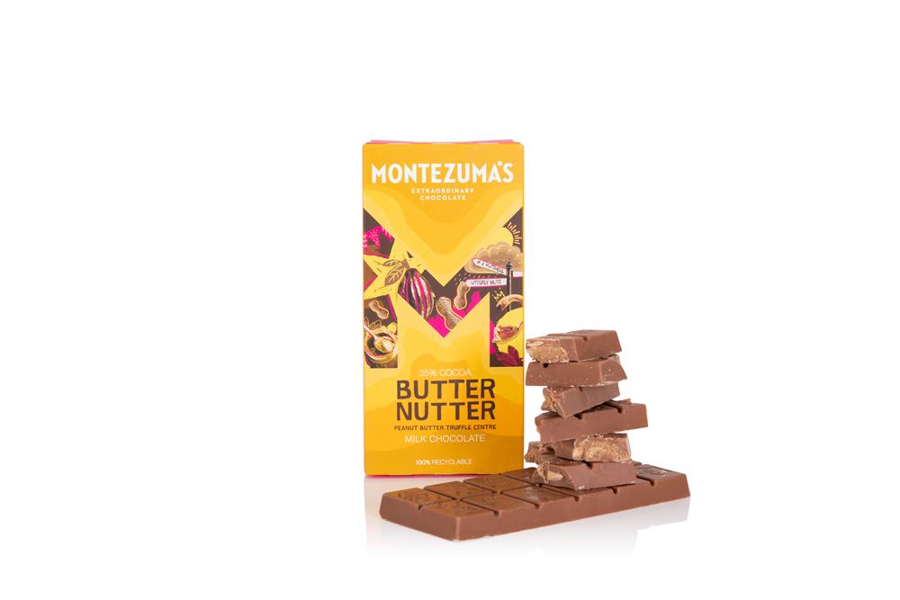 Butter Nutter - Milk Chocolate with Peanut Butter Truffle Bar 90g, Montezumas Chocolate