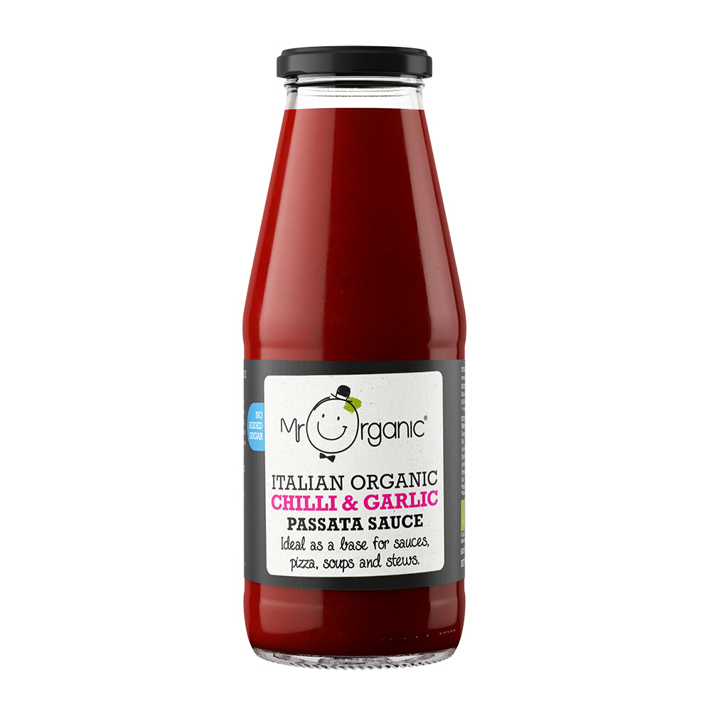 Mr Organic Chilli & Garlic Passata Sauce Jar 400g, Mr Organic