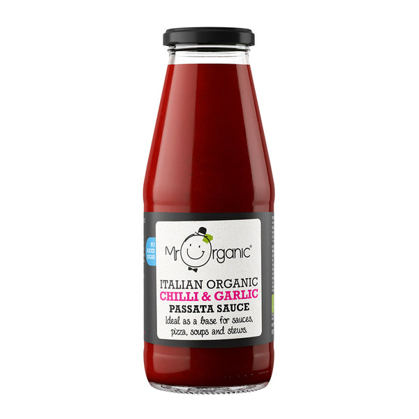 Mr Organic Chilli & Garlic Passata Sauce Jar 400g, Mr Organic