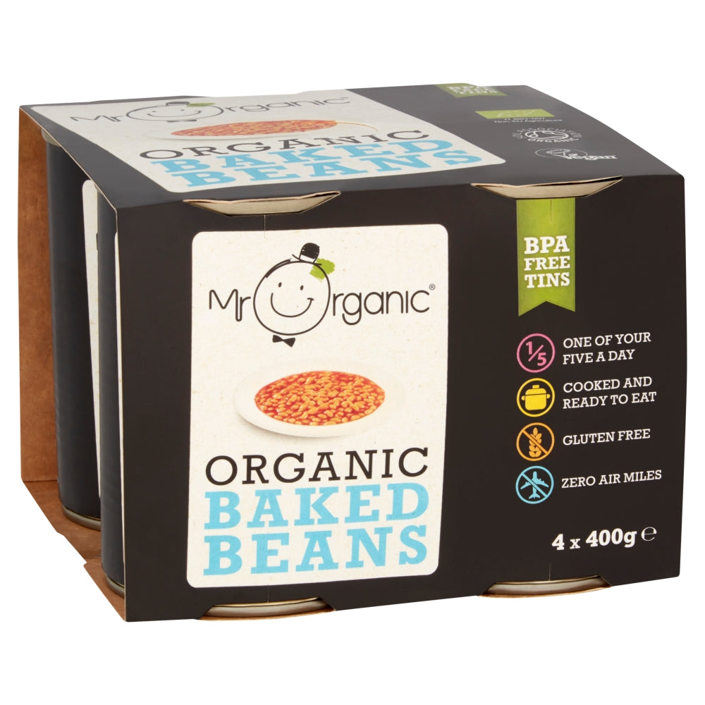 Organic Baked Beans 4 x 400g Pack, Mr Organic