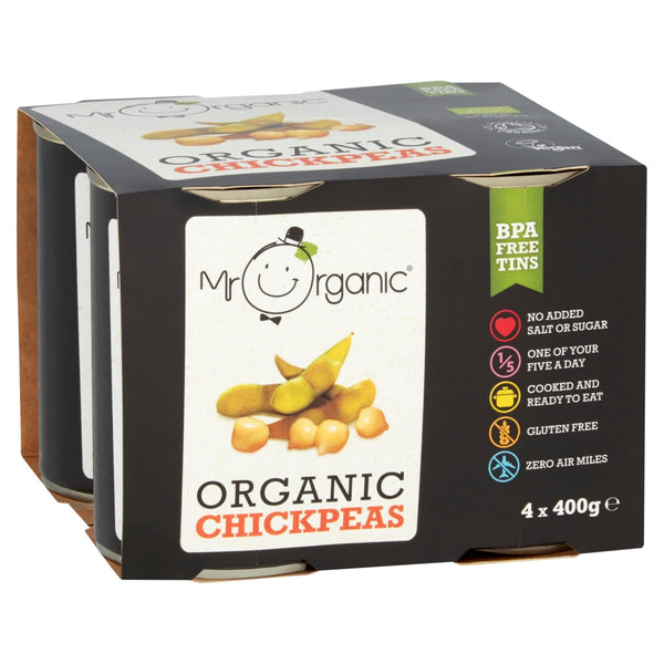 Organic Chick Peas 4 x 400g Pack, Mr Organic