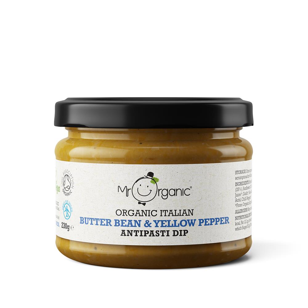 Mr Organic Butter Bean & Yellow Pepper Antipasti Dip 230g, Mr Organic