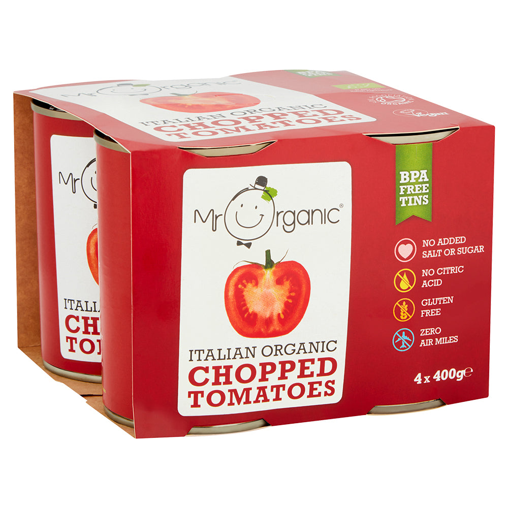 Organic Chopped Tomatoes (BPA-free) 4 x 400g Pack, Mr Organic