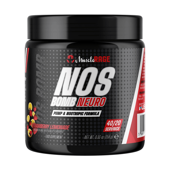 Muscle Rage NOS Bomb Neuro 256g Strawberry Lemonade