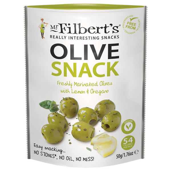 Mr Filberts Green Olives Lemon and Oregano 50g, Mr Filberts