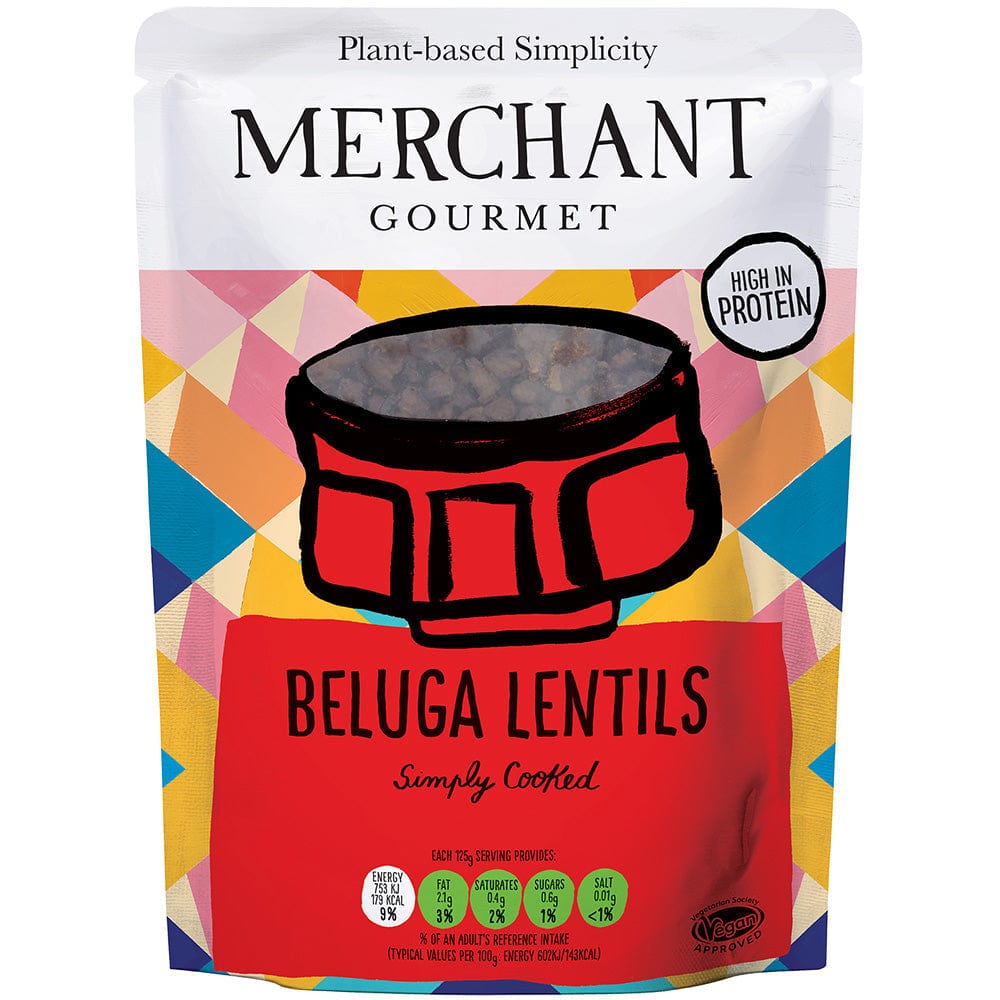 Beluga Lentils Ready to Eat 250g, Merchant Gourmet