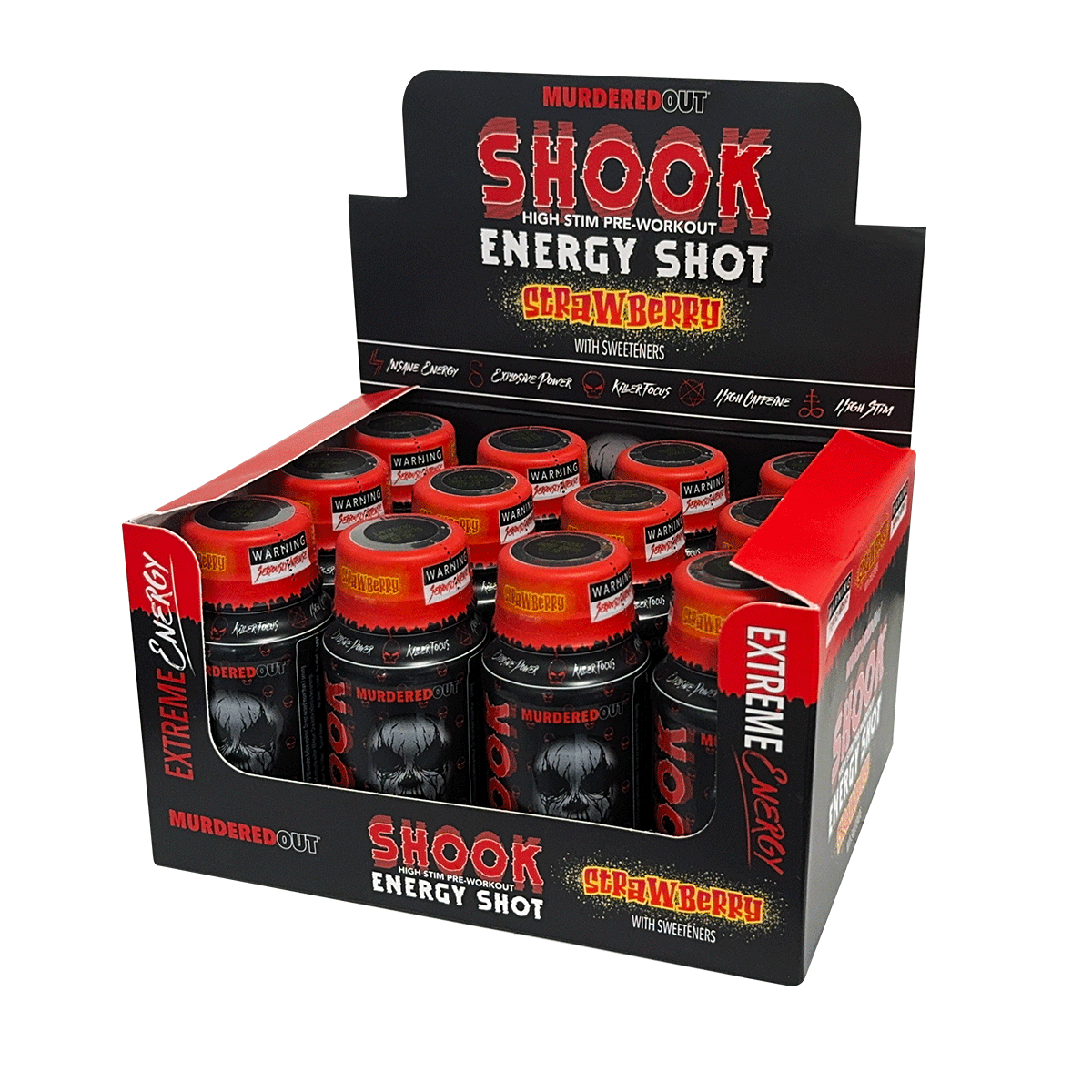 Murdered Out Shook Energy Shot 12x60ml Strawberry