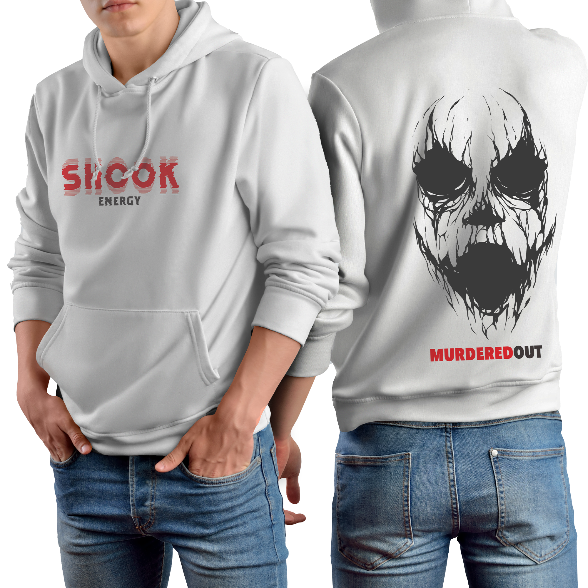 Murdered Out Shook Hoodie Large White