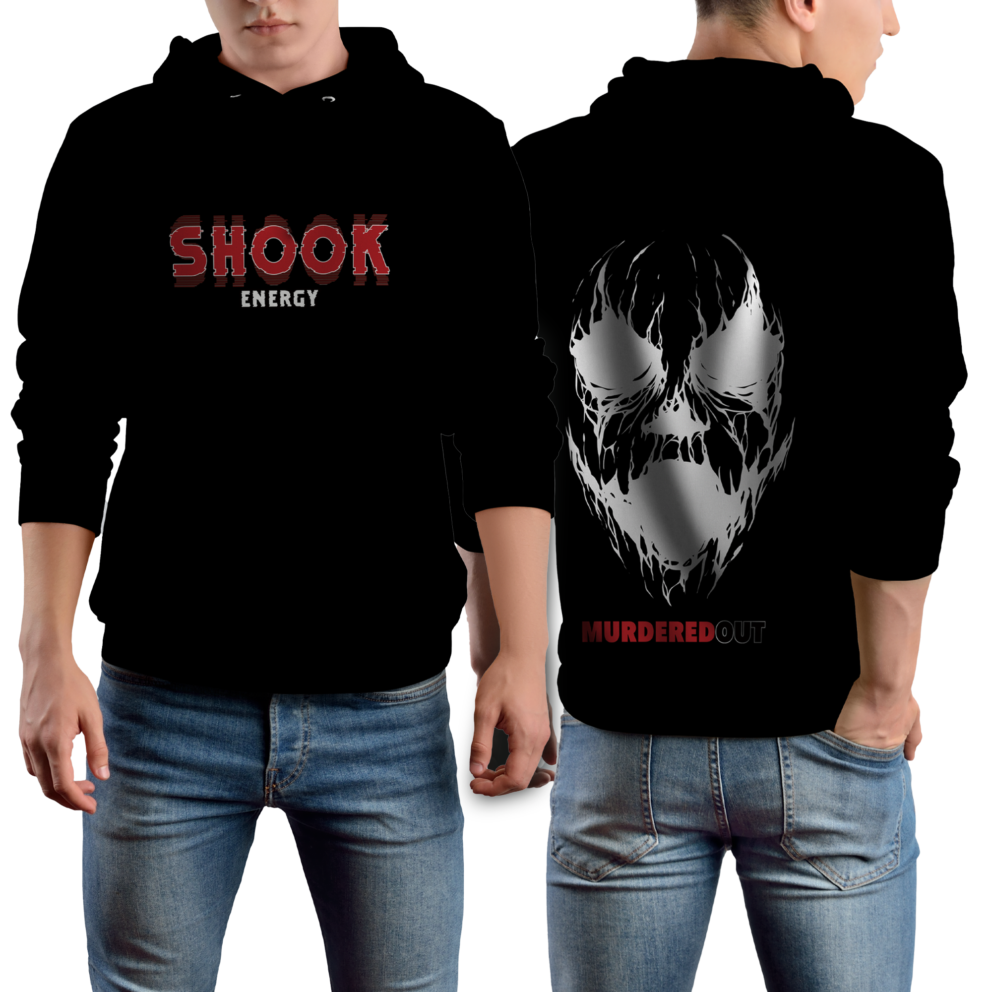 Murdered Out Shook Hoodie Small Black