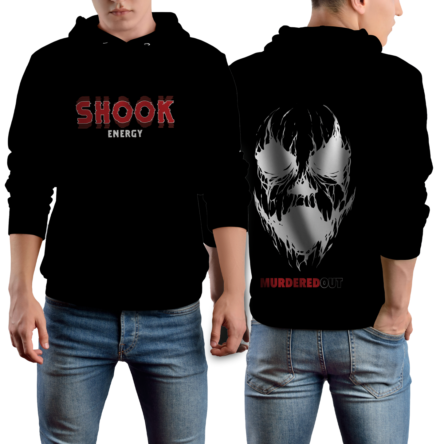 Murdered Out Shook Hoodie Small Black