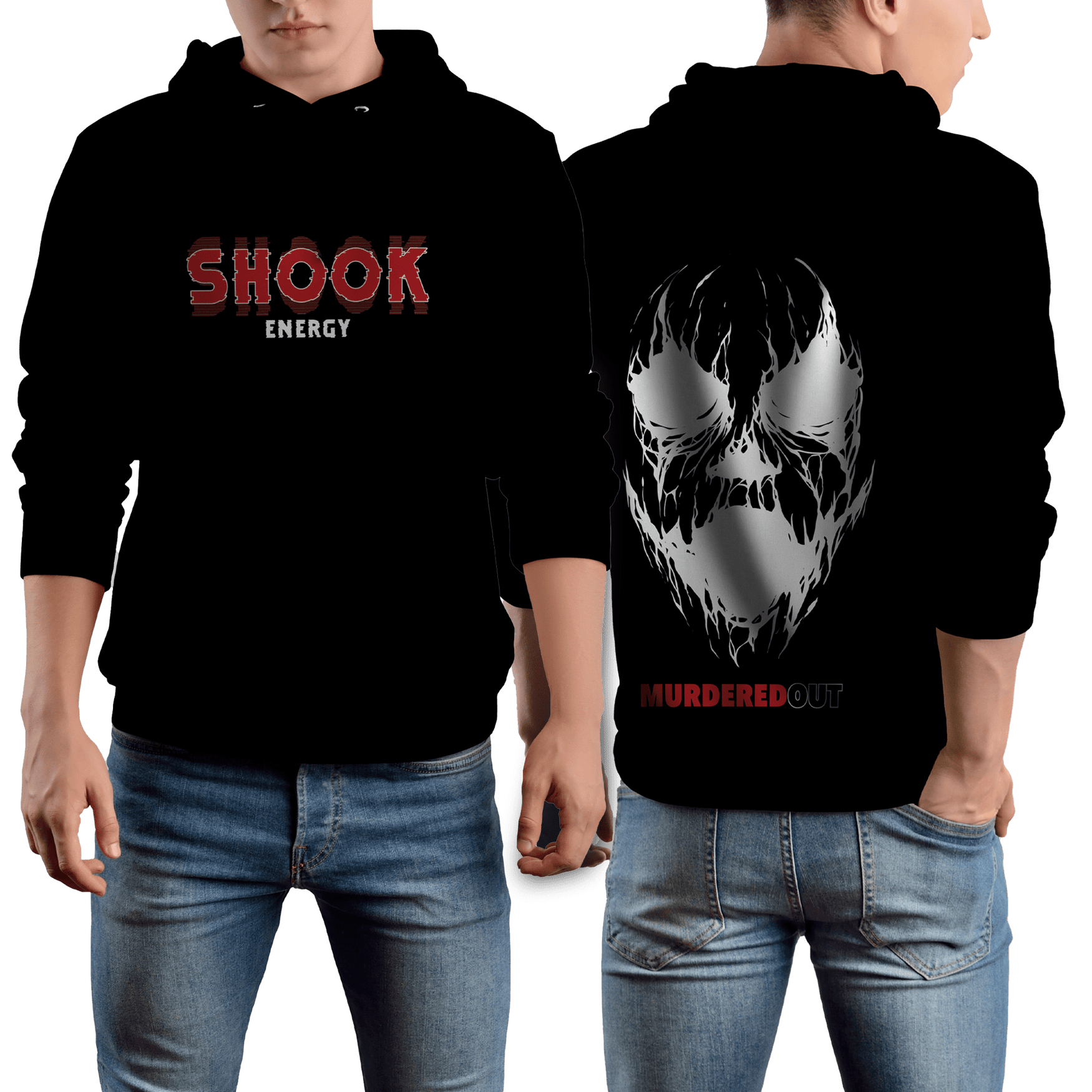 Murdered Out Shook Hoodie Large Black