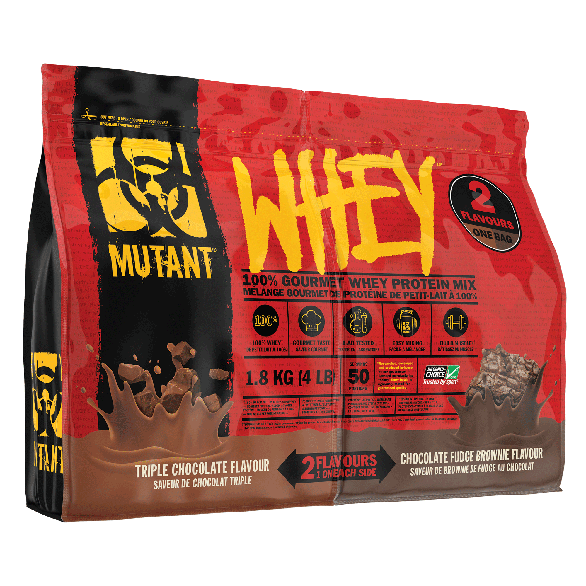 Mutant Whey Dual Chamber 1.8kg Triple Chocolate & Chocolate Fudge Brownie