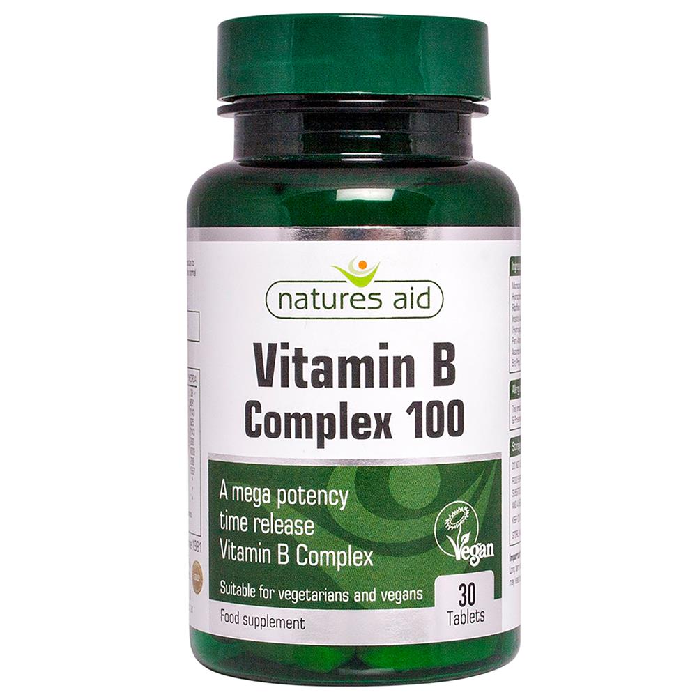 Mega Potency Vit B Complex 100mg Time Release 30 tabs, Natures Aid