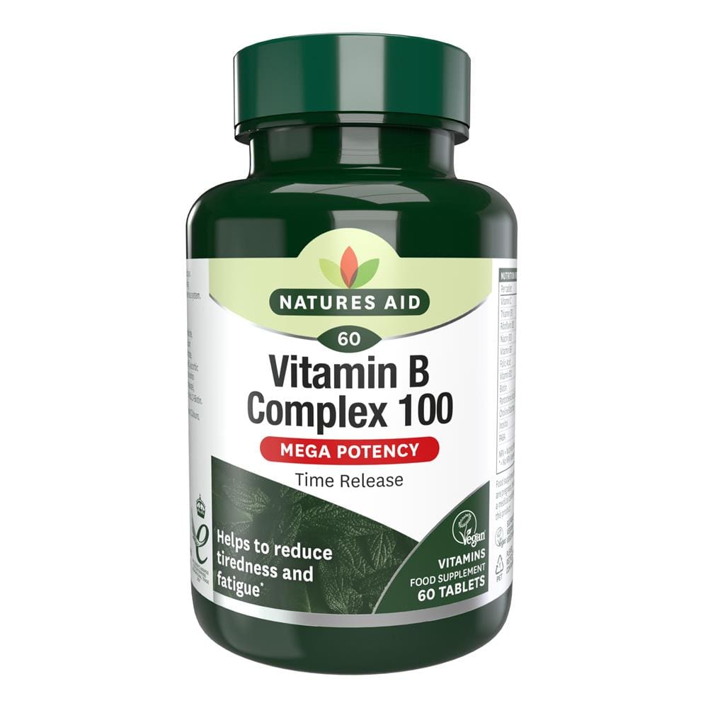 Mega Potency Vit B Complex 100mg Time Release 60 Tablets, Natures Aid