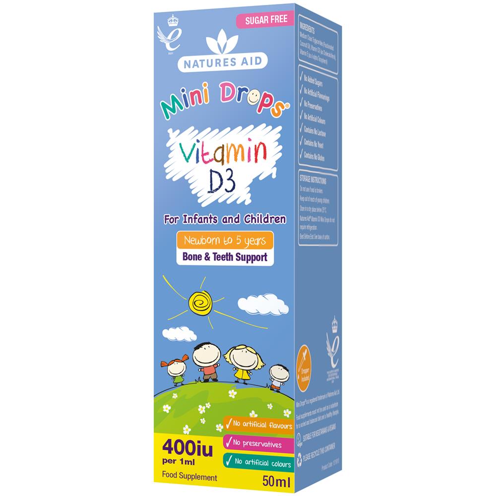 Vitamin D3 400iu Drops for Newborn Babies and Children, Natures Aid