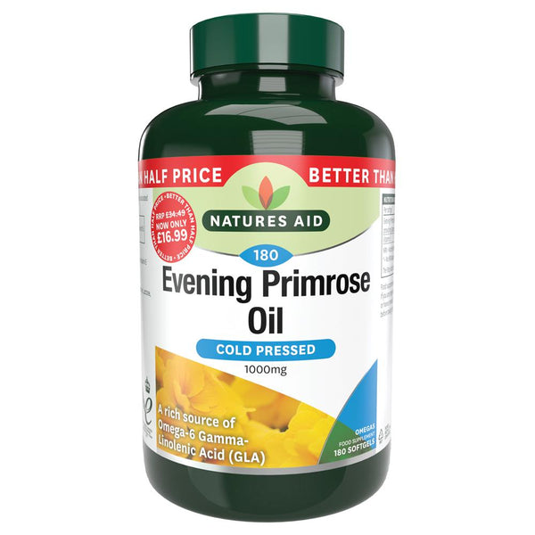 Evening Primrose Oil - 1000mg - 180 Caps, Natures Aid