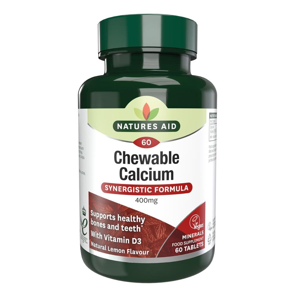 Calcium (Chewable) - 400mg (Natural Lemon Flavour) 60 Tablets, Natures Aid