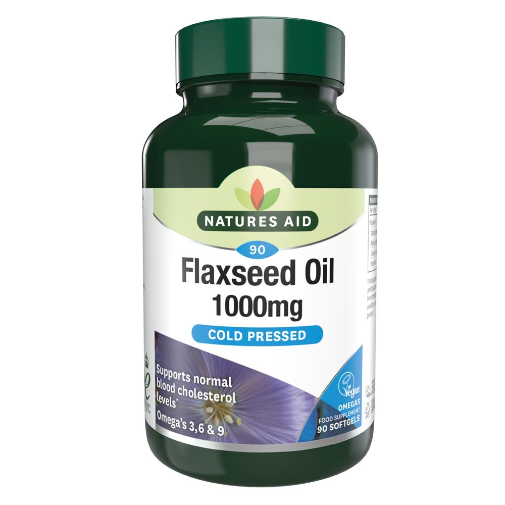 Flaxseed Oil - 1000mg Cold Pressed 90 Capsules, Natures Aid