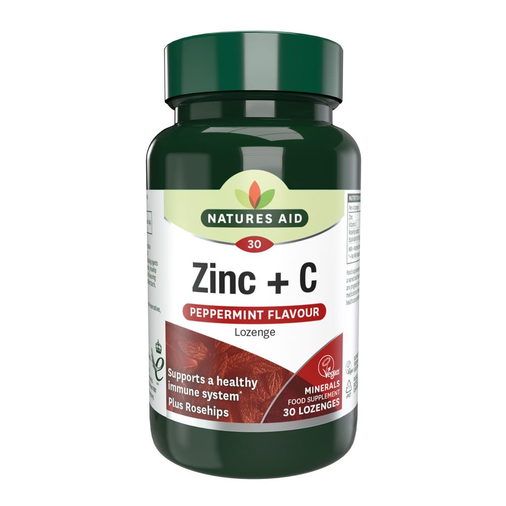 Zinc Lozenge (Peppermint) 30 Tablets, Natures Aid